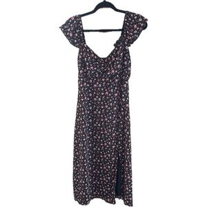 Lola Grace Floral Black Dress with Pink Accents
